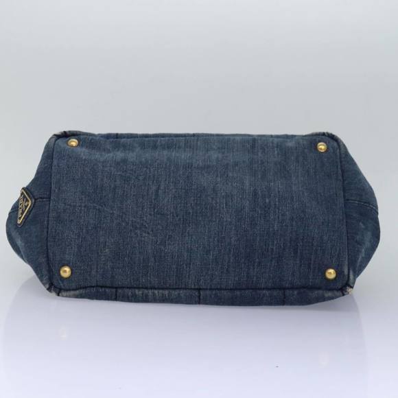PRADA Canapa PM Hand Bag Denim Blue Auth 83344 - Picture 5 of 16